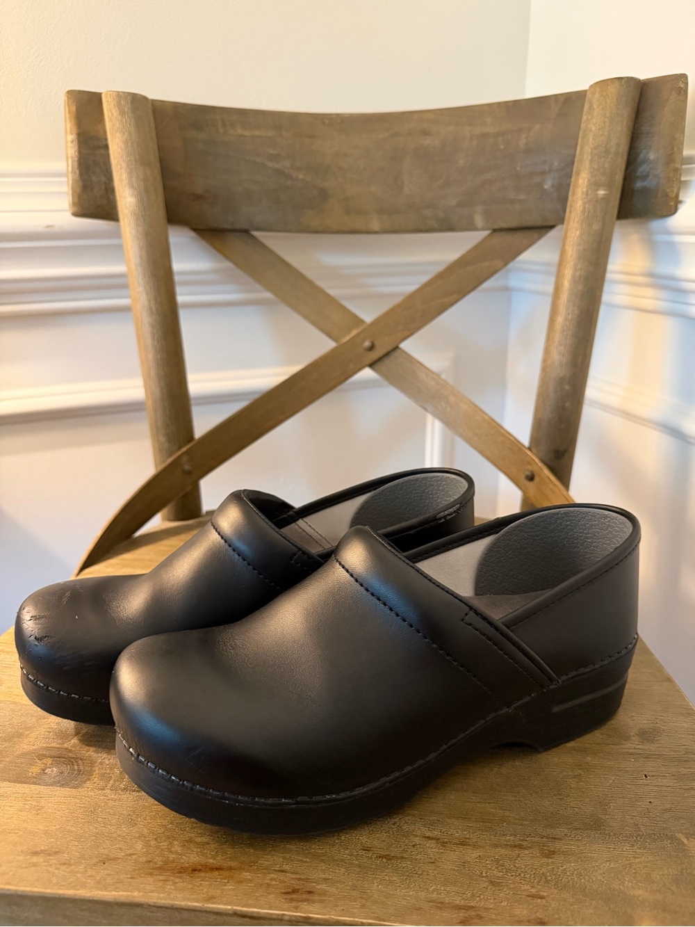 Dansko Black Leather Professional Clogs